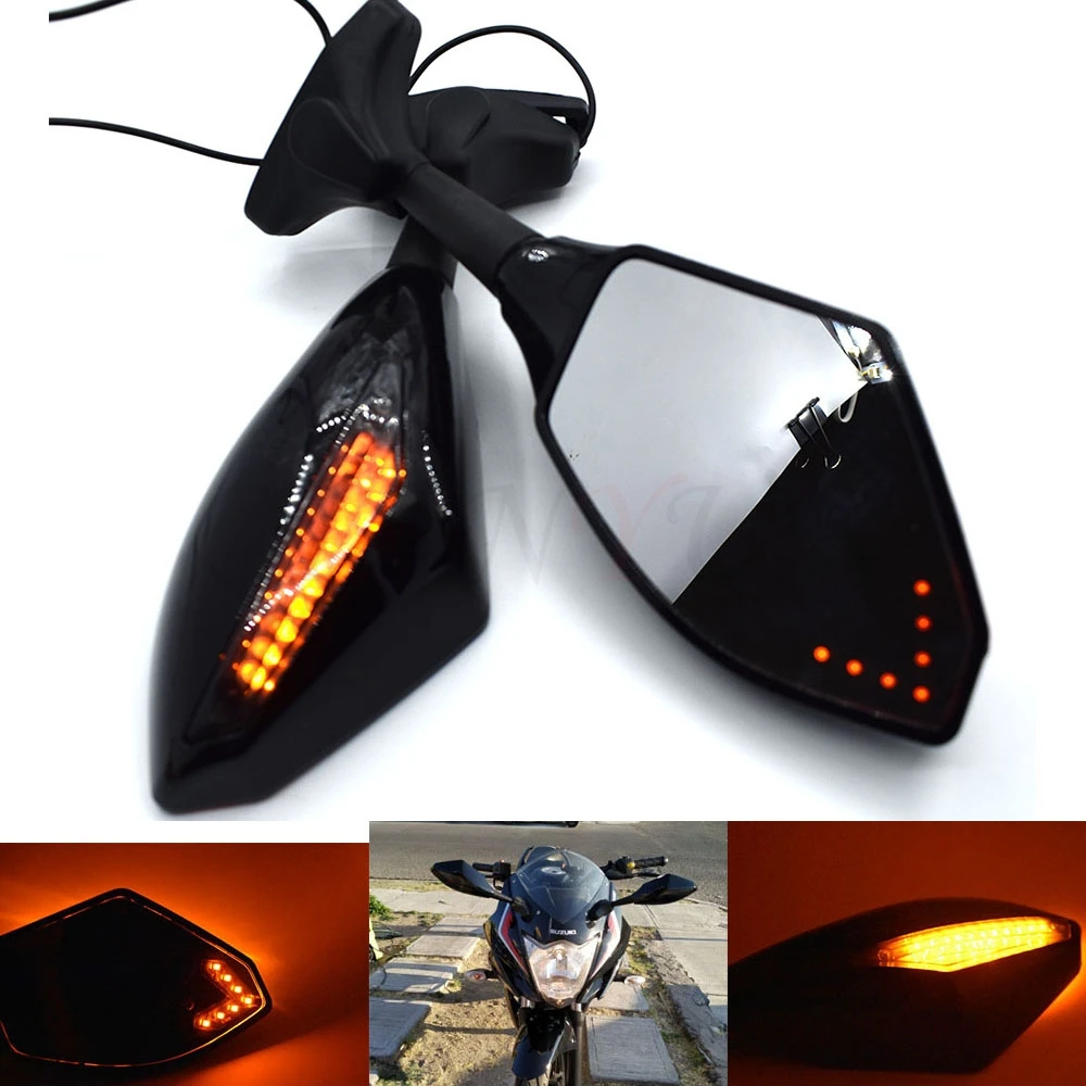 

Universal Motorcycle Rear View Side Wing Mirrors w/ LED Turn Signal Light For Ducati MONSTER M400 M600 M620 M750 M750IE M900