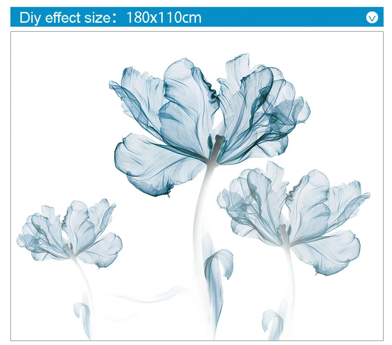 Большой синий цветок Наклейка на стену фон самоклеящиеся наклейки на стену diy водонепроницаемый домашний декор плакат