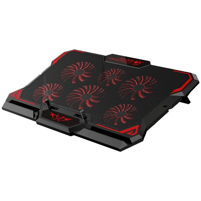 

Coolcold Gaming Laptop Cooler Six Fan Led Screen Two Usb Port 2600Rpm Laptop Cooling Pad Notebook Stand For 12-17Inch For Lapt