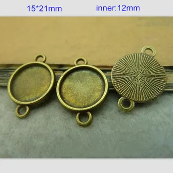 

90pcs Antique Bronze Round Base Settings With 2 Loop,15*21mm (inner 12mm),Cabochon Base Mounting For Jewelry Making,DIY Findings
