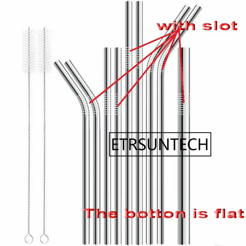 1000pcs 215mm 265mm Bend & Straight Stainless Steel Straw 6mm 12mm
