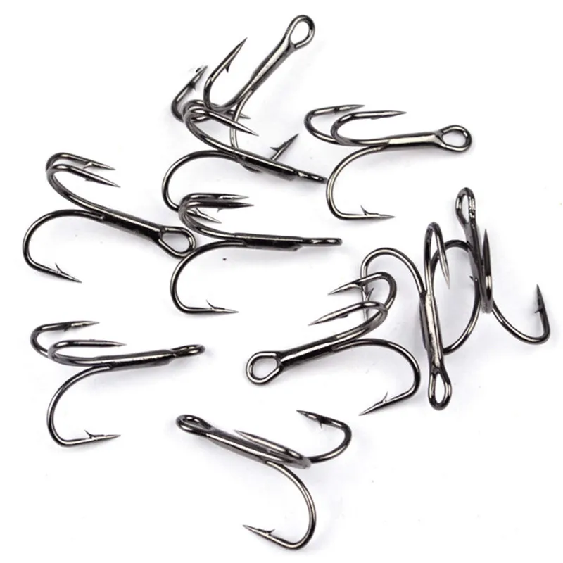 50Pcs/lot 2# 4# 6# 8# 10# Fishing Hook High Carbon Steel Treble Overturned Hooks Fishing Tackle Round Bend Treble Saltwater Bass