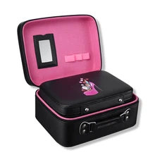 2PCS Neceser Professional Cosmetic Bag Women Travel Make Up Cases Toiletry Organizer Big Capacity Suitcases Box for Makeup Set
