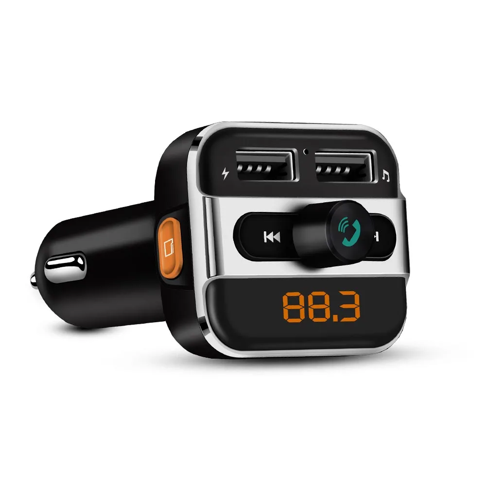 Fm передатчик bluetooth fm модулятор громкой связи Автомобильный MP3-плеер Поддержка папки переключатель автомобиля Зарядное устройство TF карты/U диска играют - Название цвета: black