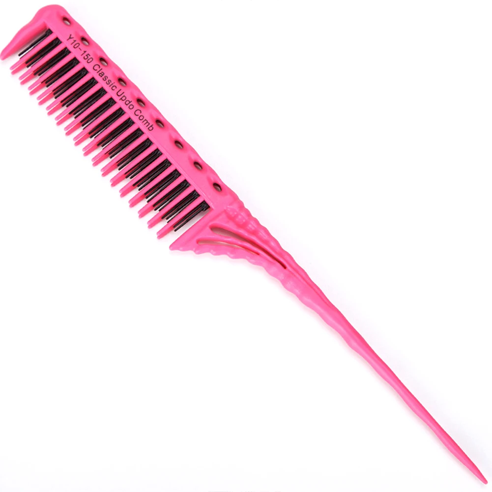 Облегчающая Расчесывание Волос термостойкость 3 рядами зубов, для путешествий, для инструментов, обрезанная в парикмахерские Backcombing Антистатическая кисть подарок крысиный хвост волосы расческой - Цвет: Розово-красный