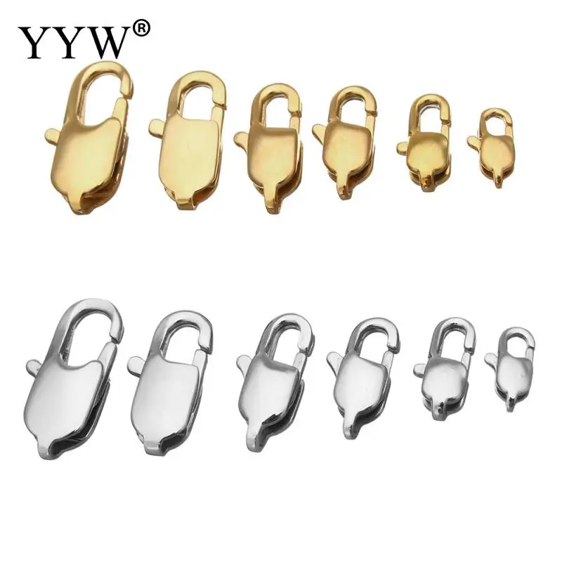 100 Pcs Stainless Steel Lobster Claw Clasp Gold Color Different Sizes