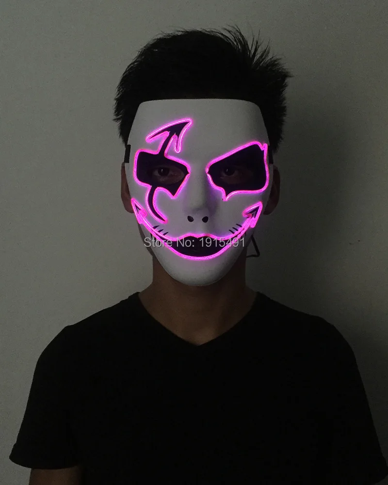 

Stage Design Sound Sensitive Neon Led Strip Scar Face Mask Rave Costume Party Decor Light Up EL Wire Cold Light Flickering Mask