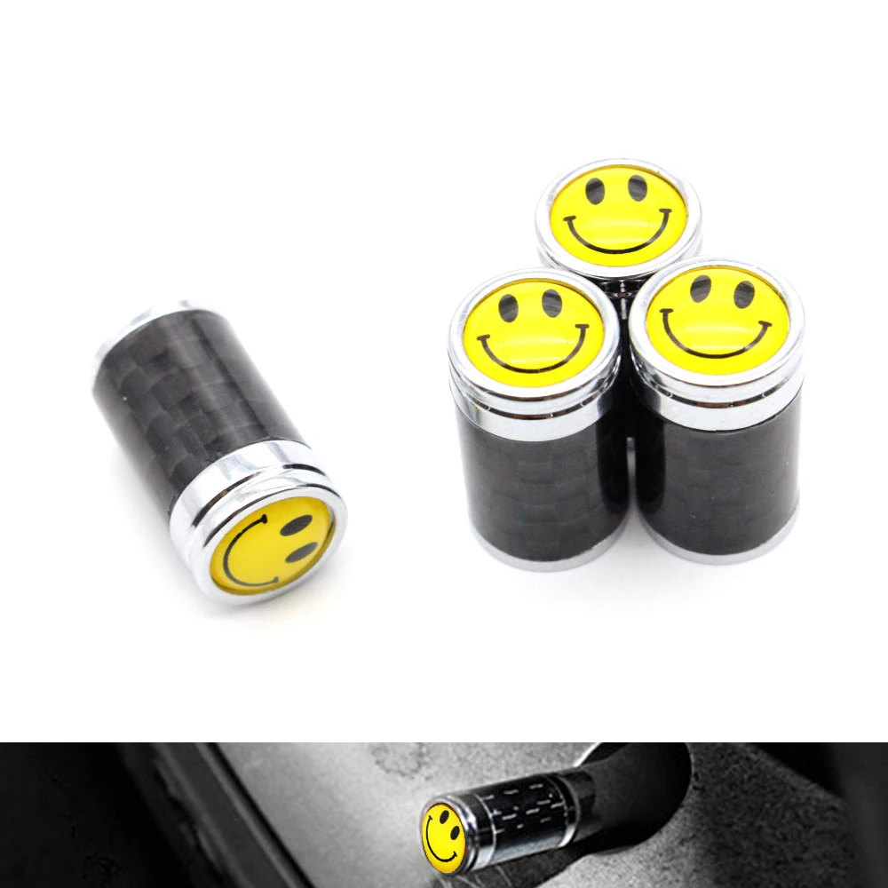 4Pcs/Set Car Styling Copper Carbon Fiber Tire Valve Stems Caps Wheel