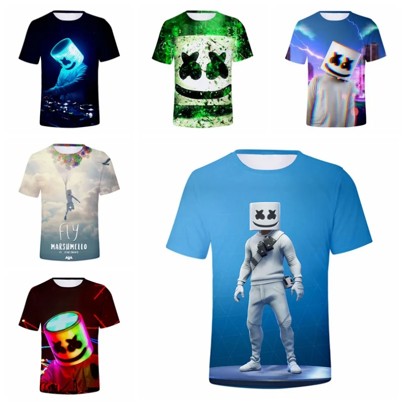 Новое поступление, футболки marshmallow 3D футболка для мальчиков и девочек с 3D принтом, повседневные летние модные популярные Топы