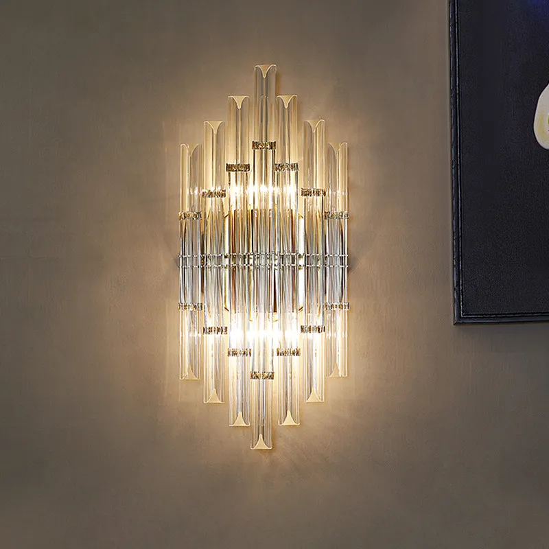 

Crystal Sconce Aisle Stairs Wall Lights Hotel LED Bedside Lamp Modern Wall Lamps for Living Room