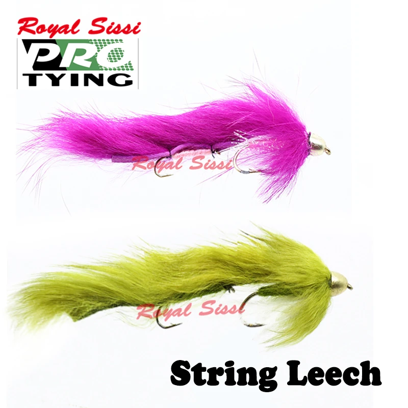 

Royal Sissi New developed 2pcs/box double hooked string leech streamer fly fishing flies 4# 6#conehead bunny bass pike fly lure