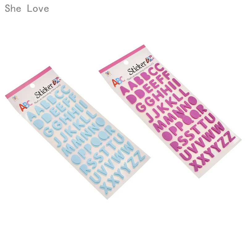 

She Love 2 Sheet Cute Self-made A-Z Letters 3D EVA Scrapbooking Decorative Stickers DIY Craft Photo Albums