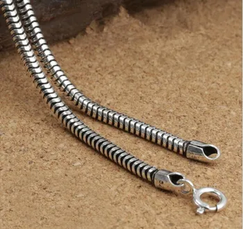 

KJJEAXCMY fine jewelry S925 sterling silver male classic retro tae silver hollow super soft snake bone necklace