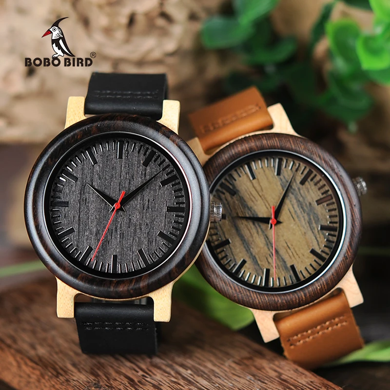 BOBO BIRD High Quantity Mens Wooden Quartz Watch Male Wristwatch Men with Leather Strap as Gift Customized Logo relojes hombre