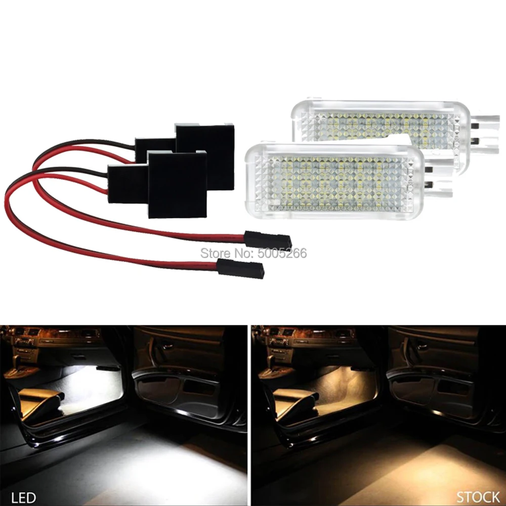 

2pc Led car door courtesy light Glove Box Under Foot Light for Audi Skoda Fabia Octavia VW Golf4/5/6 Tiguan Touareg