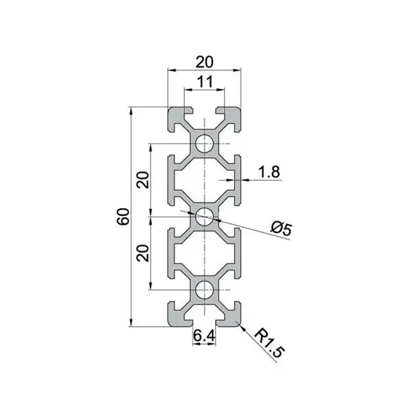 Machifit 200/300/400mm Length 2060 T-Slot Aluminum Profiles Extrusion Frame For CNC