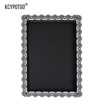 

KCYPOTGO rectangle metal cake tray , lace Wedding dessert Iron art cupcake tray (black)