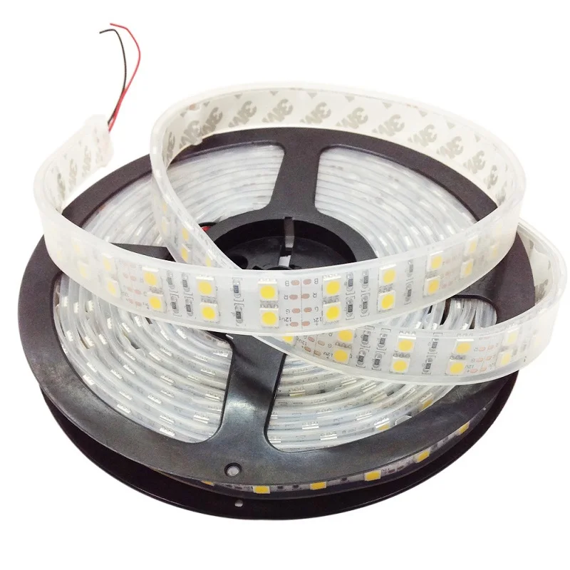 DC 12 V 600Led 120led/m Водонепроницаемая SMD 5050 RGB теплая белая светодиодная лента двухрядная гибкая лента с питанием и пультом дистанционного управления