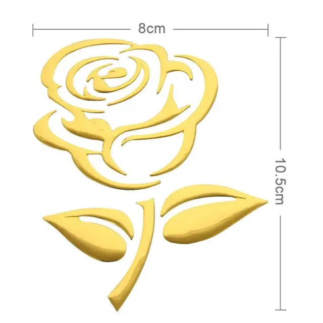 PVC Stickers 3D Rose Car Stickers Gold Red Rose Pattern 3D Car Stickers Decoration Accessories