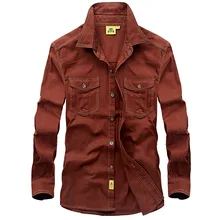 ICPANS Весенняя Осенняя рубашка мужская Повседневная рубашка с длинным рукавом военный армейский зеленый хаки красный размера Плюс XXXL 4XL 5XL