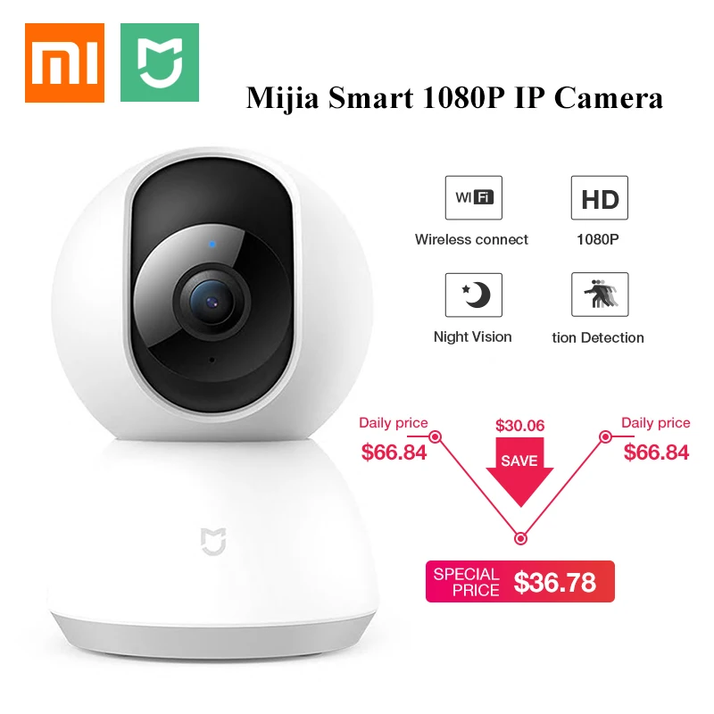 Acheter Version mise à jour Xiaomi Mijia 1080P HD caméra IP intelligente 360 Angle vidéo CCTV WiFi panoramique inclinaison nuit Webcam bébé sécurité Mornitor Cam
