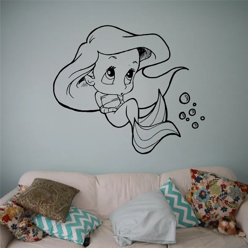

Little Mermaid Vinyl Decal Princess Ariel Wall Sticker Cartoons Home Interior Children's Nursery Room Decor