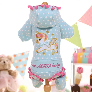 

Brand Dog Clothes High Quality Winter Dog Clothes Fleece Polka Dots Coat Cute Pink Blue Small Dog Jumpsuit for Poodle Yorkshire