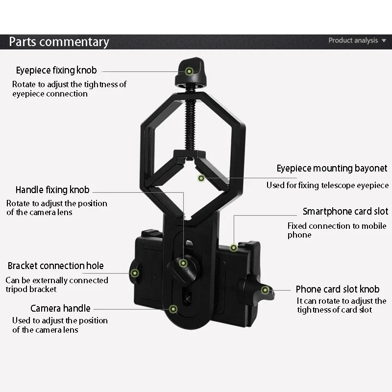 Универсальный адаптер крепление бинокль; Монокуляр телескоп телефон Поддержка окуляр D: 25-48 мм для телескоп Оптическая Труба