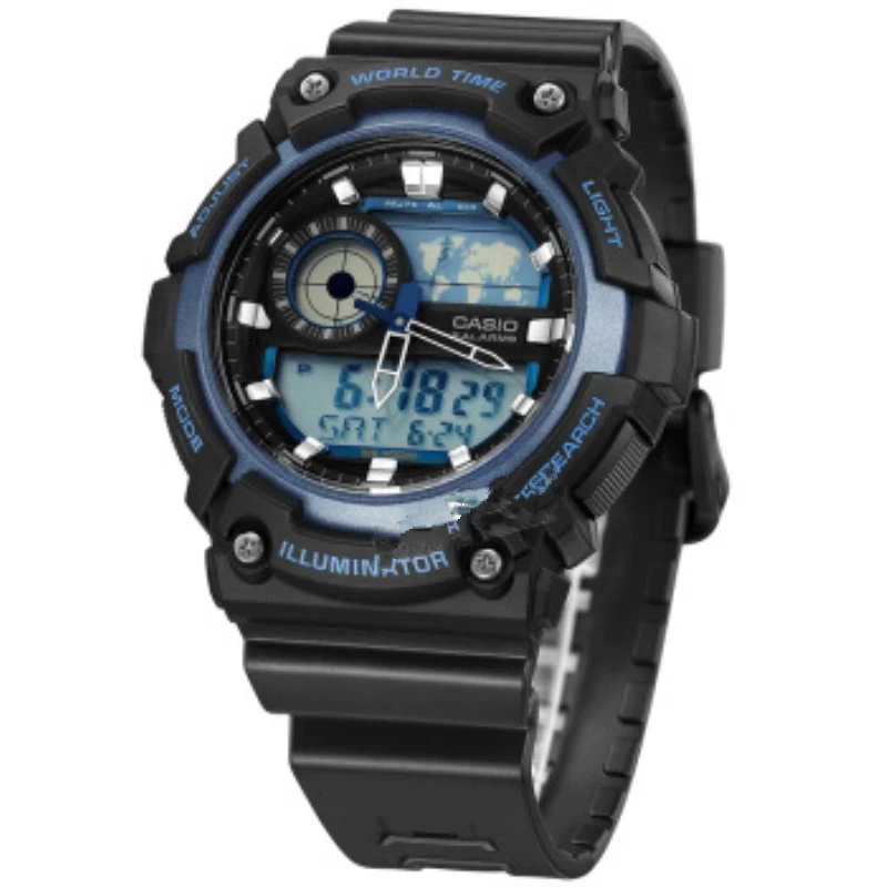 Casio, мужские часы, цифровые часы, кварцевые, 100 метров, водонепроницаемые, Топ бренд, Роскошные, известный, модные, 10 лет, электричество, AEQ-200W-2a