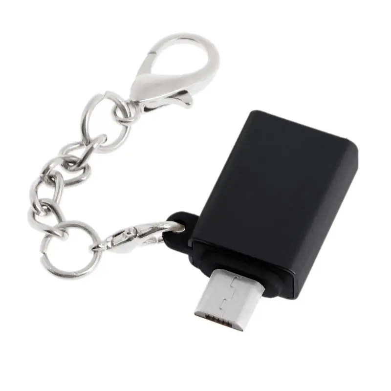 Micro USB на USB 3,0 Женский OTG на ходу адаптер с цепочкой для samsung S7S6 Edge S4S3 Xiaomi huawei Android Смартфон стол - Цвет: Черный