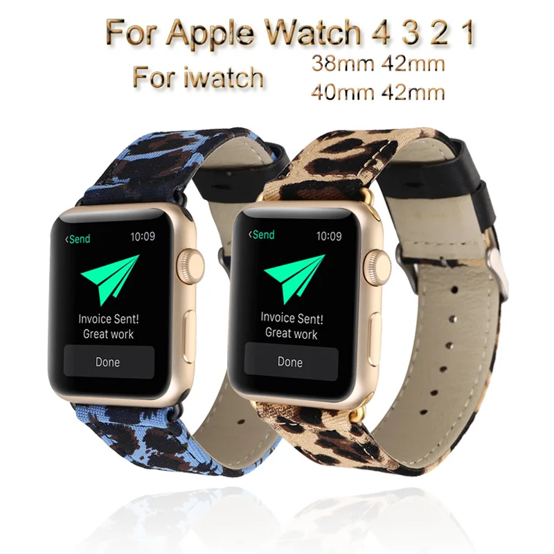 

Leopard Leather Watch Band For Apple Watch 4 3 2 1 Loop Bracelet Strap For iwatch 44mm 40mm 38mm 42mm Watchband Accessories