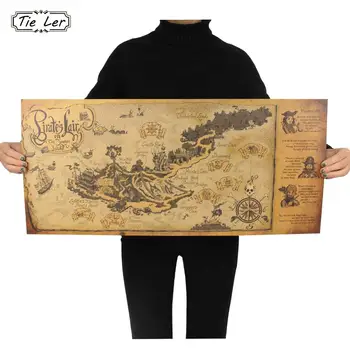 

Retro Kraft Pirate Sailing World Map Poster Wall Sticker Living Room Bar Cafe Decor Ancient World Vintage Maps 72.5X33cm