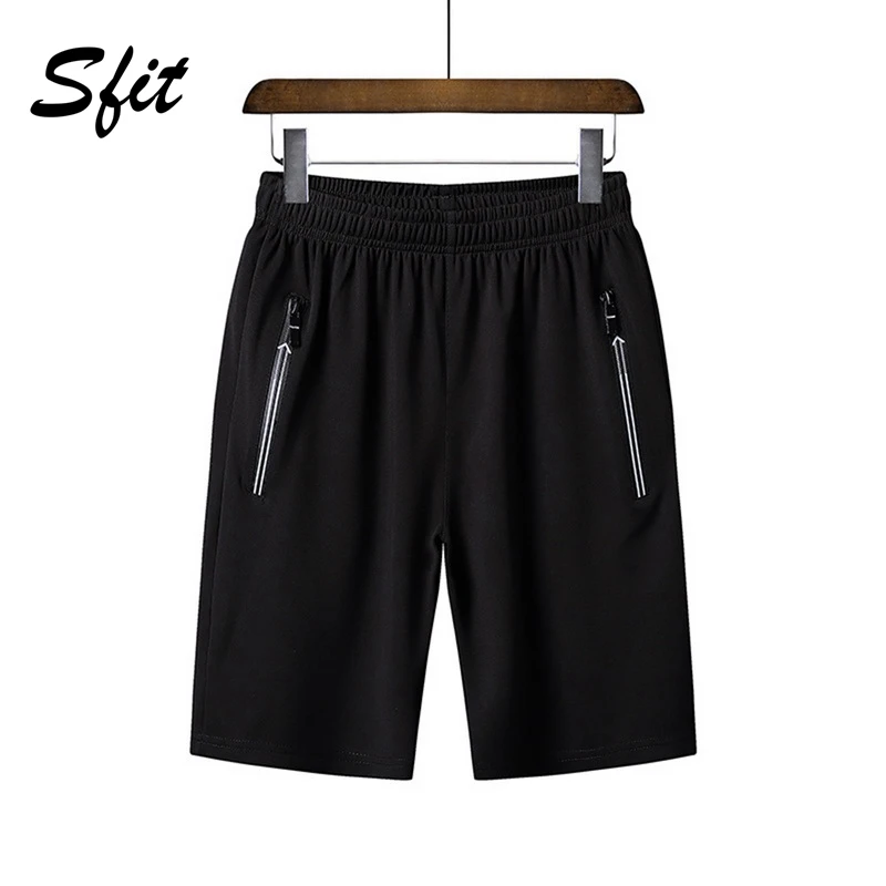 

Sfit Casual Summer Men Running Beach Shorts With Zipper Pockets Workout Gym Trainning Shorts Male Sports Joggers Slim Fit Bottom