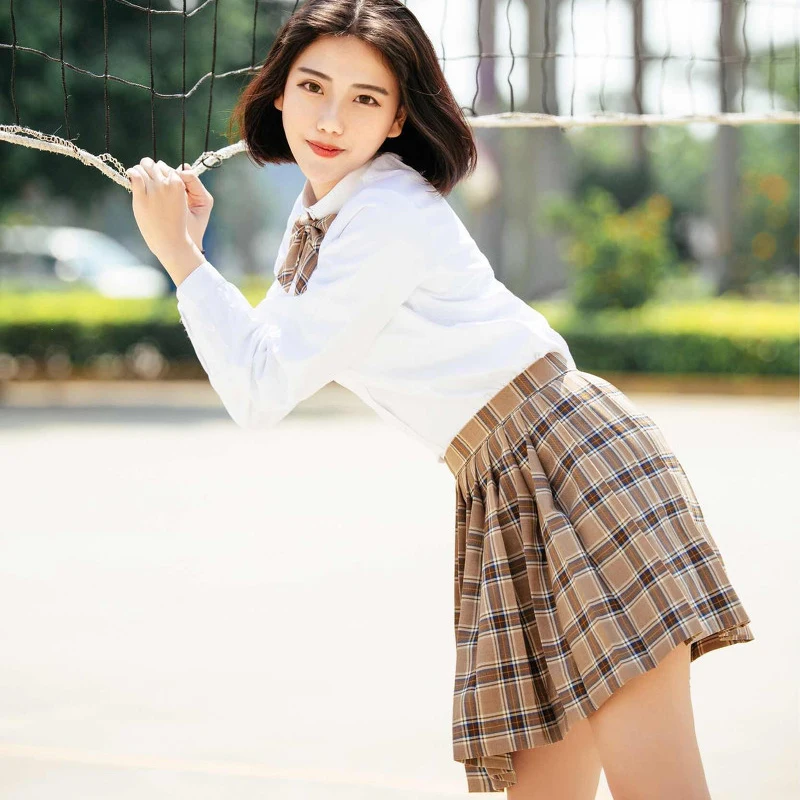 Японская школьная форма jk Матросская рубашка с длинными рукавами+ плиссированная юбка с высокой талией, набор студенческий костюм для колледжа белого цвета