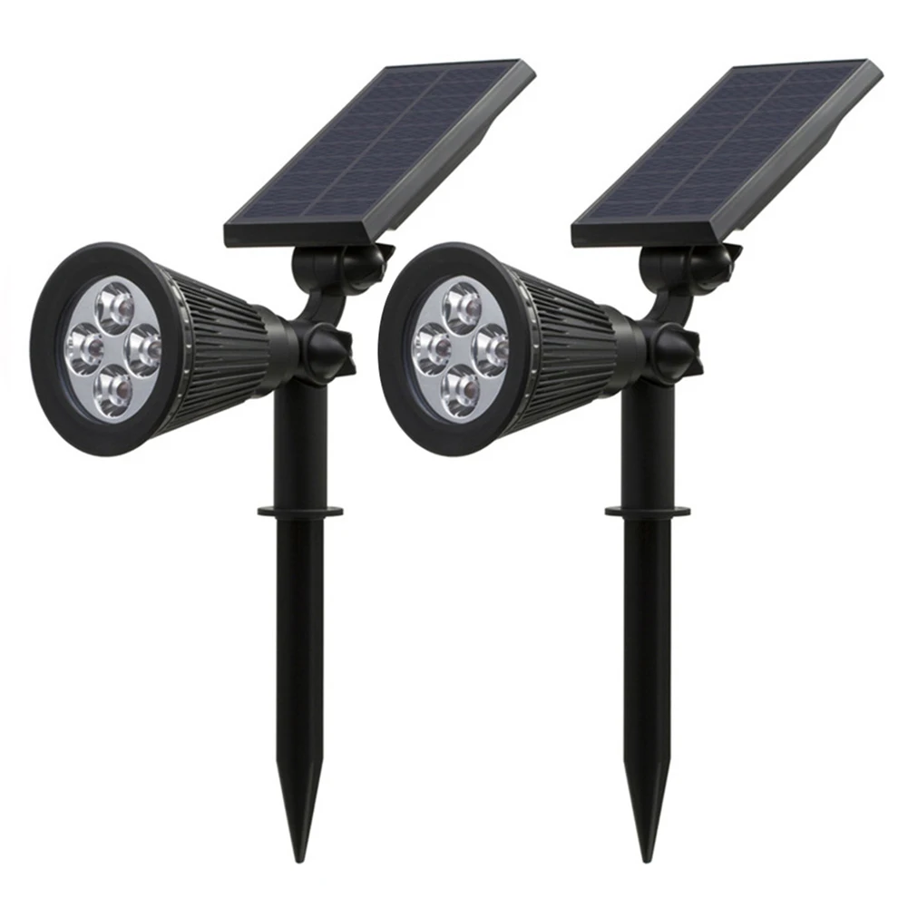 

2 Pcs Solar Spotlights 4 LED Landscape Solar Lights Outdoor Waterproof Garden Lawn Lamp DAG-ship