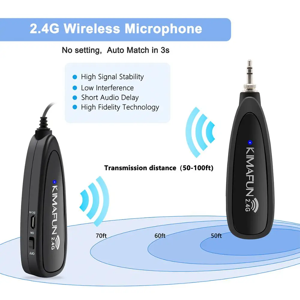 KIMAFUN 2.4G Wireless Microphone System Dual