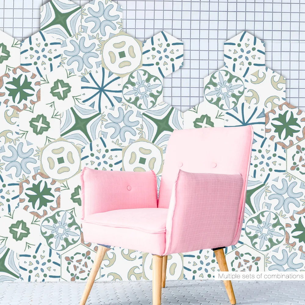 

Funlife Portuguese style floor tile stickers waterproof non-slip twill wall stickers bathroom decoration
