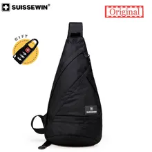 2019 חדש שוויצרי עמיד למים Crossbody כתף תיק זכר קלע חבילה גברים תכליתי Daypack תיק לנשים שחור חזה תיק(China)