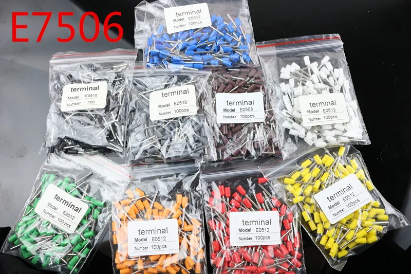 Free shipping 100pcs/Lot E7506 20 AWG 0.75mm2 Insulated Cord End Terminal Wire Ferrules VE7506