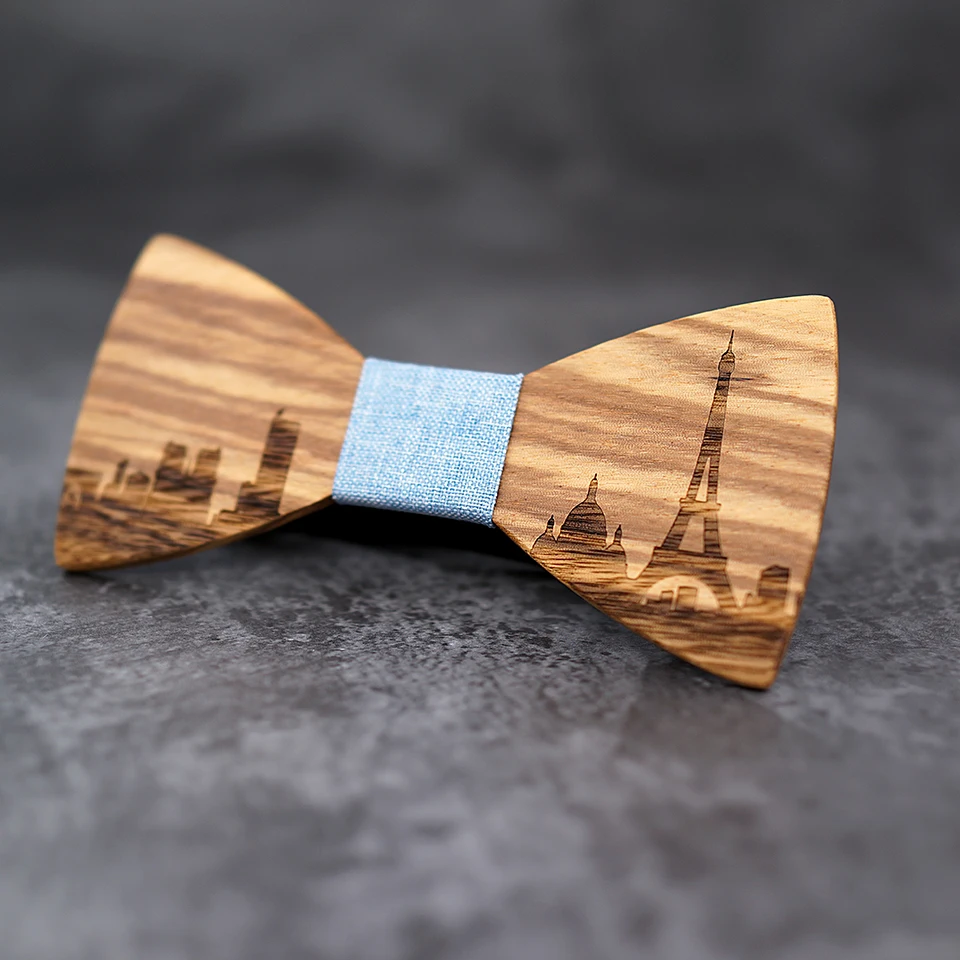 Мужской галстук деревянный Свадебный деловой галстук-бабочка город Франция Париж горизонт деревянная бабочка костюм рубашка галстук резные аксессуары Галстуки