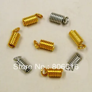 

5MM 500PCS (Gold&Nickel) Plated Leather Rope Spring Crimp End Beads Jewelry Fittings Findings Accessories
