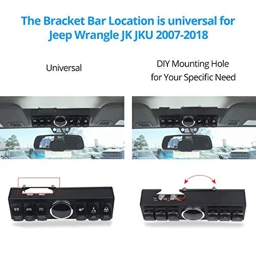 6-Switch Pod Toggle Switch Panel Overhead and Source Control System Box Wiring Harness Kit with 12 Switch Covers & a Switch Clip Remover For Jeep Wrangle JK JKU 2007-2018(Blue Back Light)22