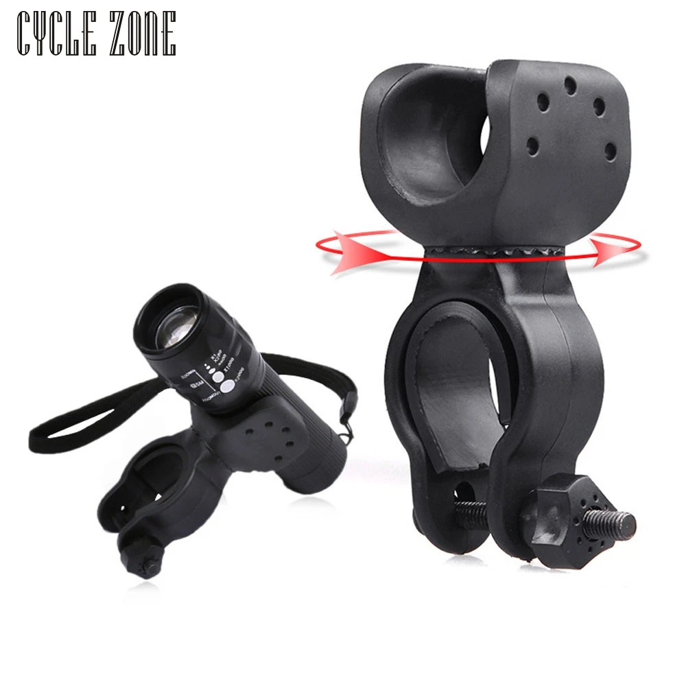 

Cycle Zone 2017 360 Torch Clip Mount Bicycle Front Light Bracket Flashlight Holder 360 Rotation With antiskid rubber gaskets