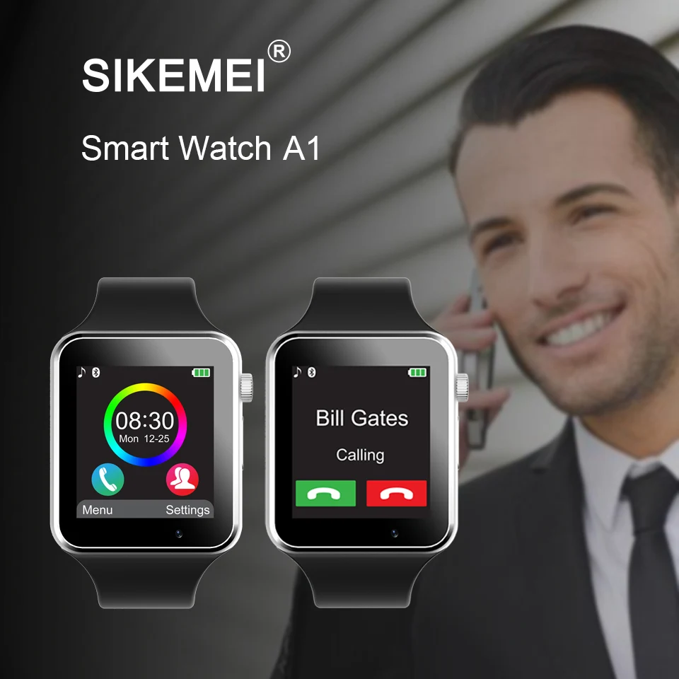 SIKEMEI Bluetooth Smart Watch Smartwatch Phone with Pedometer Touch Screen Camera Support TF SIM Card for Android iOS Smartphone