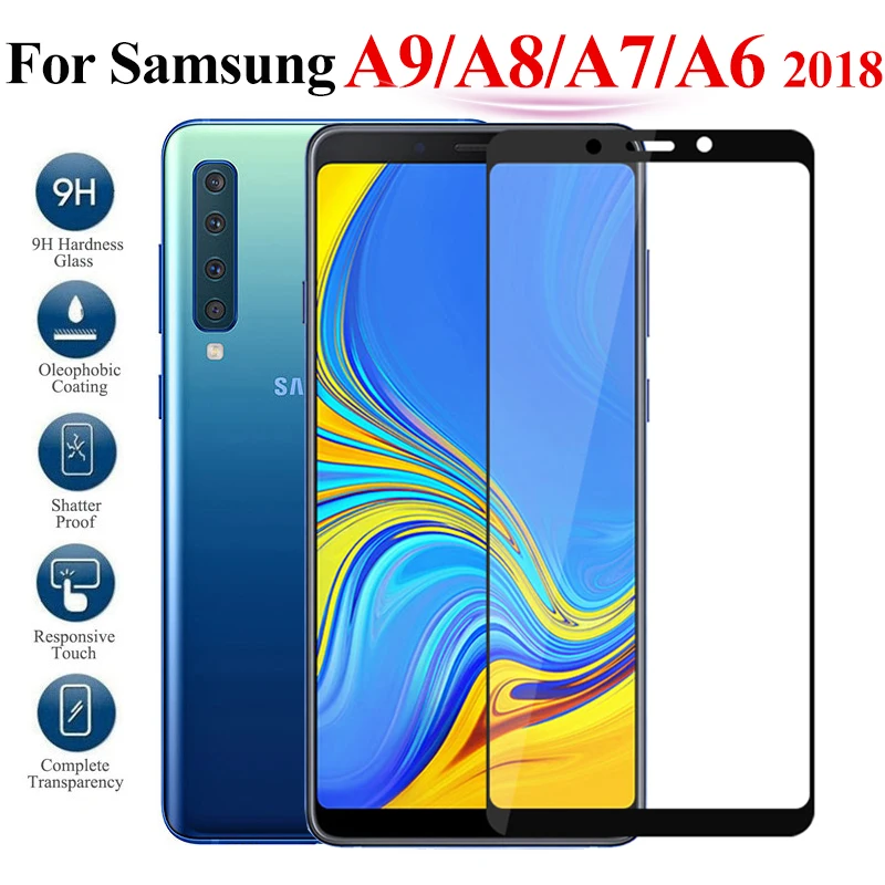 

2pcs Protective glass on for Samsung galaxy a9 a8 a7 a6 plus 2018 tempered glas tremp a9200 a750 a 9 8 6 screen protector film