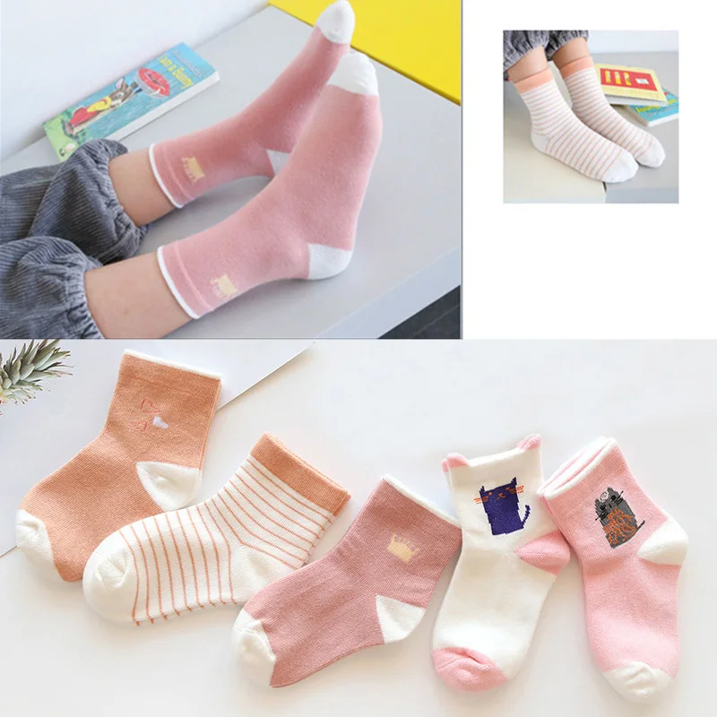 10 шт./компл., хлопковые носки для малышей Детские теплые носки для зимы для мальчиков и девочек носки для мальчиков и девочек с рисунком кота динозавра