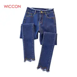 Рваные узкие джинсы-карандаш женские большие размеры 3XL 4XL Высокая талия мама стрейч джинсы женские джинсовые брюки женские джинсы Femme