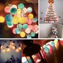 2 м 20 светодиодный светильник-гирлянда с цветными ватными шариками для праздника, свадьбы, праздника, Рождества, спальни, домашнего декора, светильник ing String