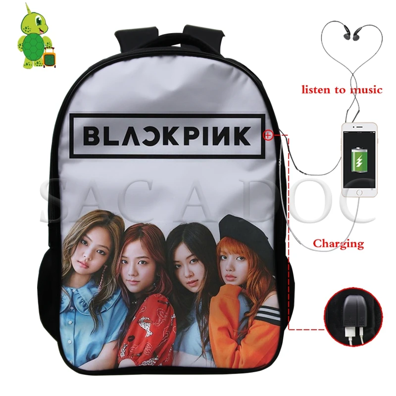 Корейские рюкзаки Kpop Blackpink Kill This рюкзак для женщин и мужчин USB зарядка для ноутбука сумка Jisoo/Дженни школьные и дорожные сумки - Цвет: 7