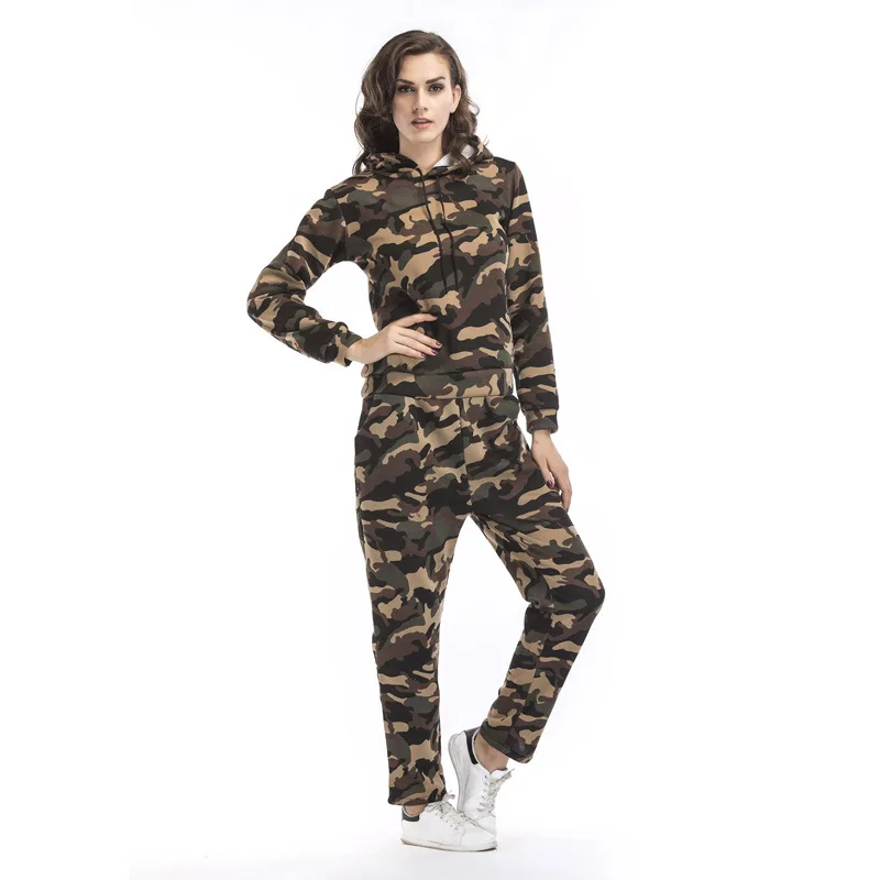 

Women Tracksuit Sportswear Female Fleece Hooded Hoodies Sweater Sweatshirt+pants Running Jogging Leisure Set Sport Suit 2PCS